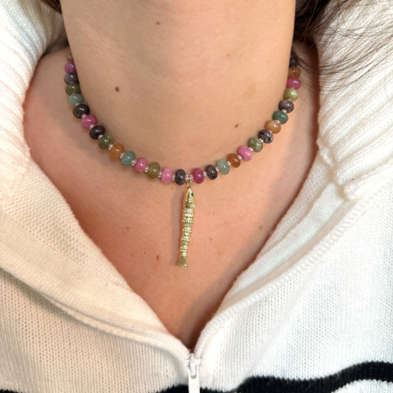 Fish Necklace - Greens & Purples