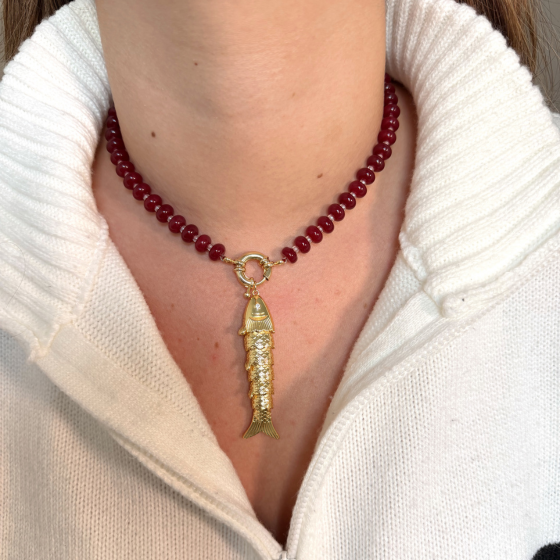 Fish Necklace - Burgundy