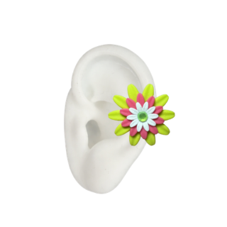 Medium Margarita Ear Cuff - Green, Fucsia & White