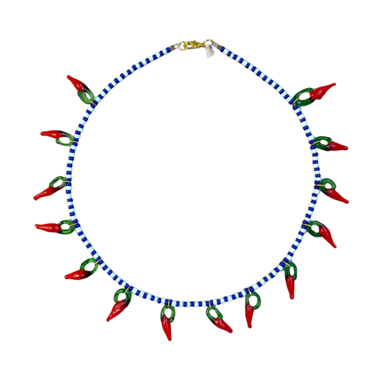 Picante Necklace - White & Blue