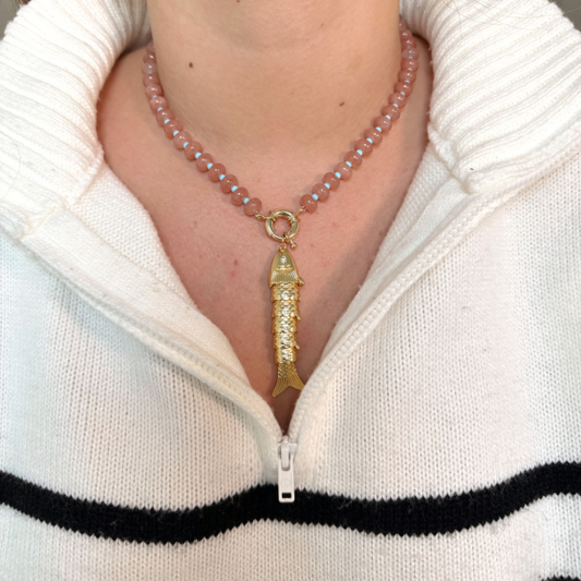 Fish Necklace - Light Pink