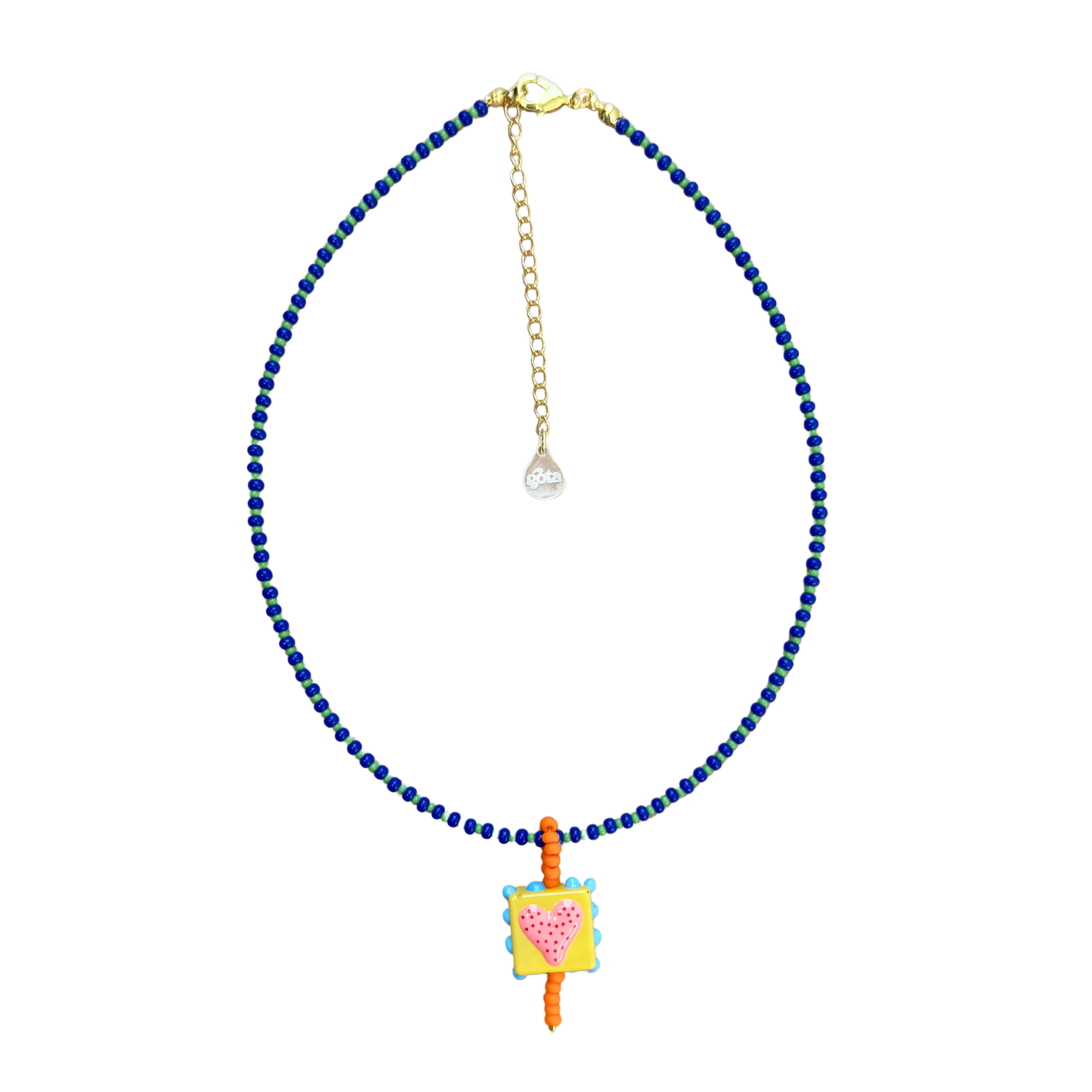 Color Heart Necklace - Green and Blue