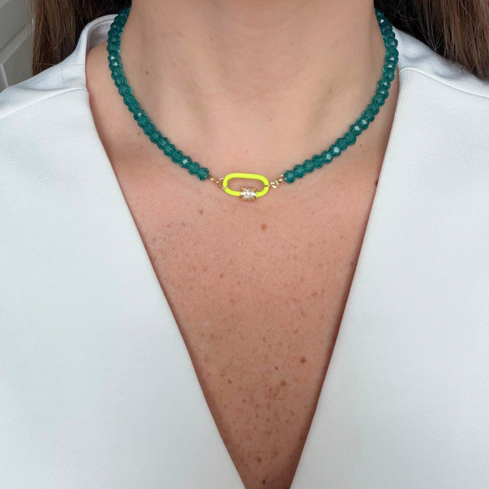 Crystal Lock Necklace - Turquoise